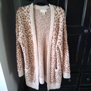 Jessica Simpson Animal Print Cardigan - Cream and Brown